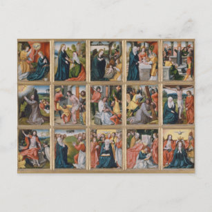 Cartão Postal Quinze mistérios da Santa Arte Religiosa Rosária