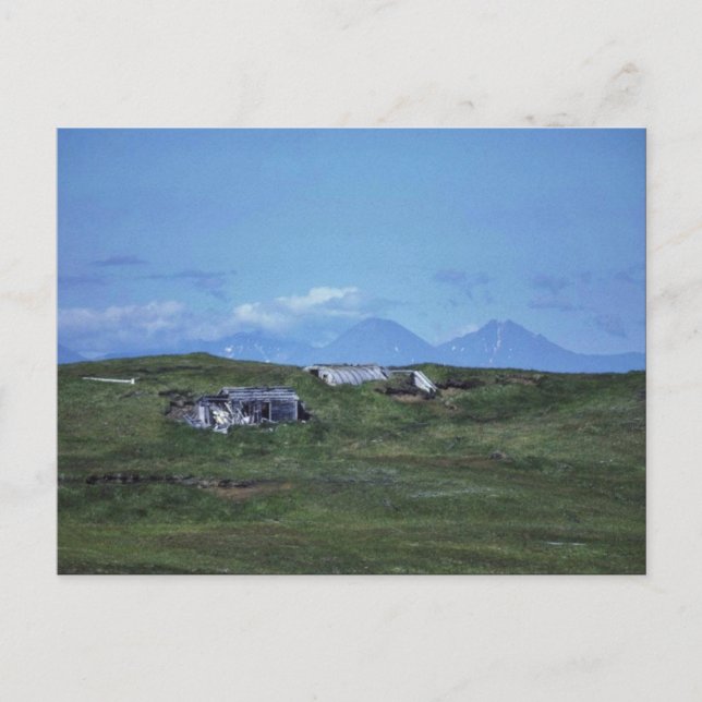 Cartão Postal Quonset Hut da WW II na Ilha de Amchitka (Frente)