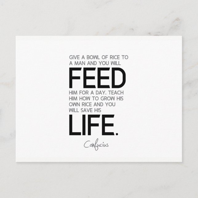 Cartão Postal QUOTAS: Confúcio: Tigela de arroz, arroz cultivado (Frente)
