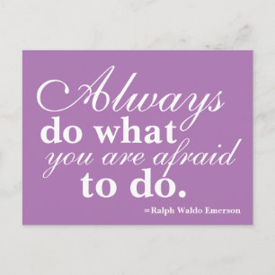 Cartão Postal Quotável - Faça o que você mais teme roxo e branco