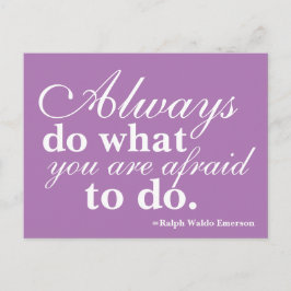 Cartão Postal Quotável - Faça o que você mais teme roxo e branco