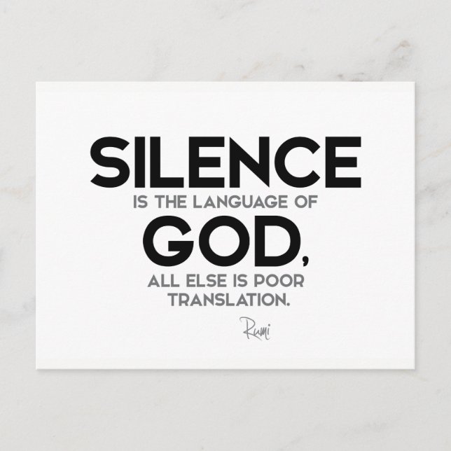 Cartão Postal QUOTES: Rumi: Silence: Language of God (Frente)