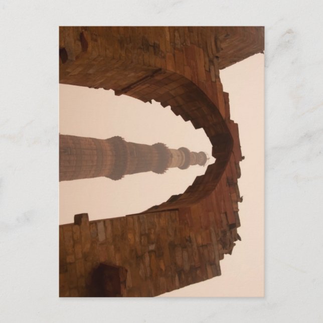 Cartão Postal Qutub Minar em Nova Deli (Frente)