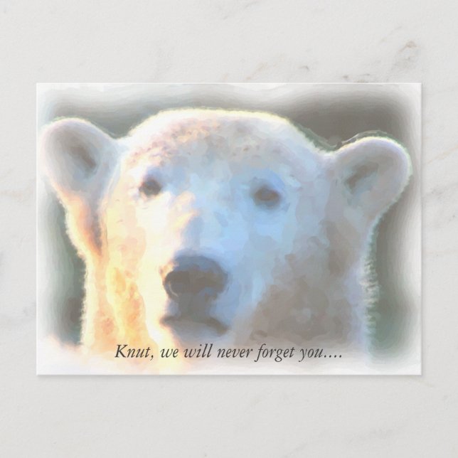 Cartão Postal R.I.P. urso polar Knut Watercolor (Frente)