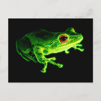 Cartão Postal Rã-Eletrica Verde Neon - Descrição de Animal Brilh