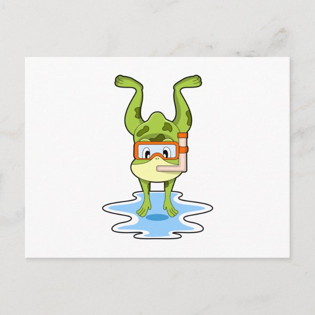 Cartão Postal Rã em mergulho com snorkel (Frente)