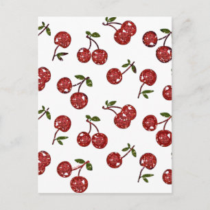 Cartão Postal RAB Rockabilly Cerejas Muito Vermelhas Em Branco