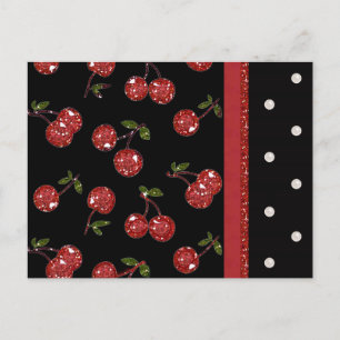 Cartão Postal RAB Rockabilly Cerejas Muito Vermelhas Pretas