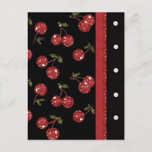 Cartão Postal RAB Rockabilly Cerejas Muito Vermelhas Pretas