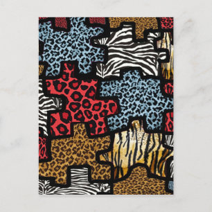 Cartão Postal RAB Rockabilly Estampa Animal Puzzle