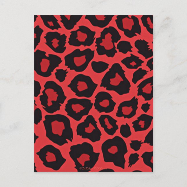 Cartão Postal RAB Rockabilly Leopard Print Red Black (Frente)