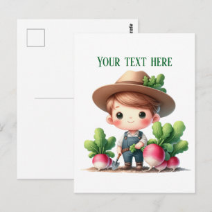 Cartão Postal Rabanetes divertidos agricultor personalizável