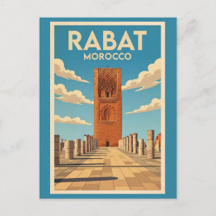 Cartão Postal Rabat Marrocos Ilustração Viagem Arte Vintage