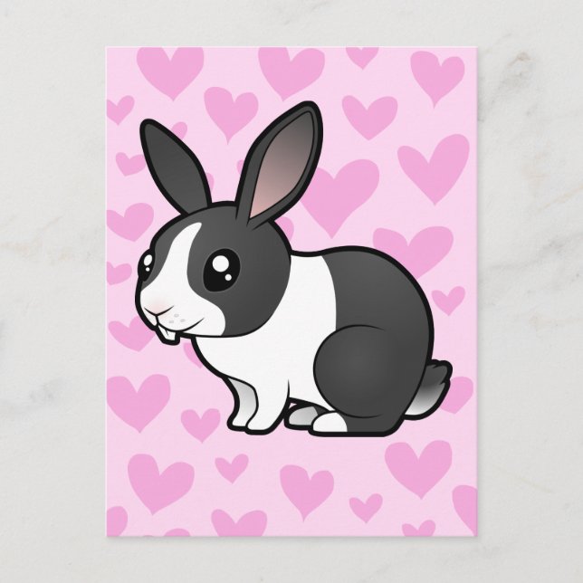 Cartão Postal Rabbit Love (cabelo liso no ouvido superior) (Frente)