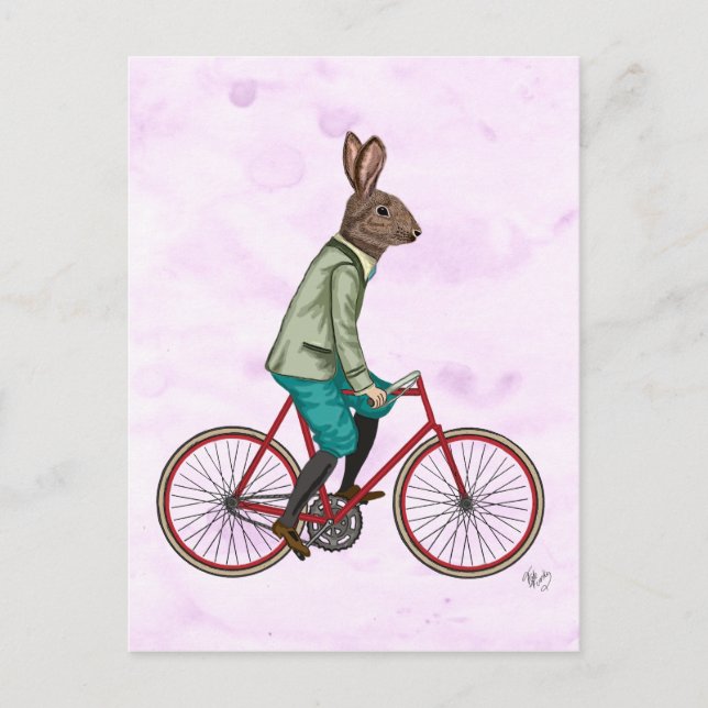 Cartão Postal Rabbit On Bike 3 (Frente)