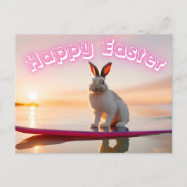 Cartão Postal Rabbit surfando