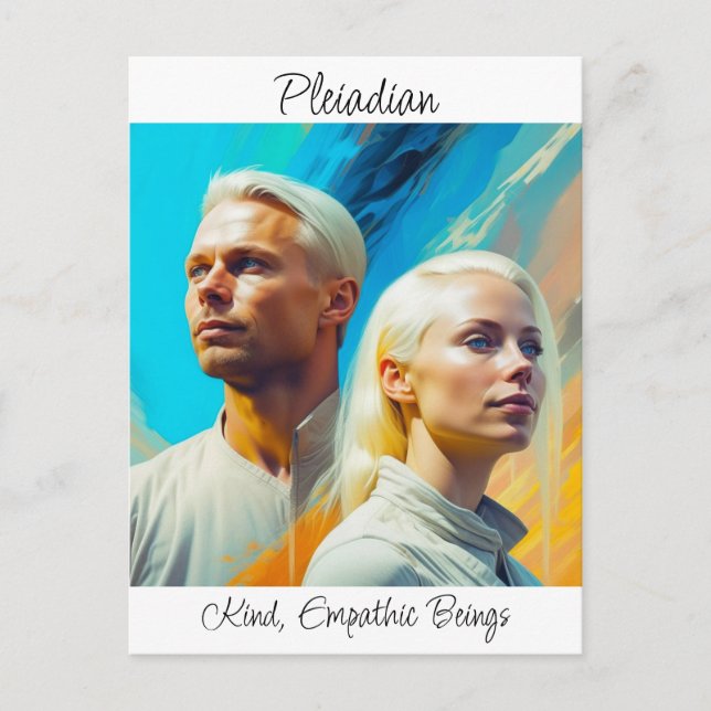 Cartão Postal Raça Alienígena Extraterrestre Pleiadianos (Frente)