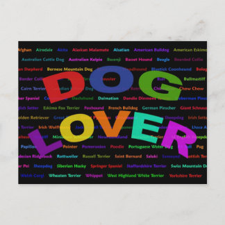 Cartão Postal Raças de Cães Amantes de Cães