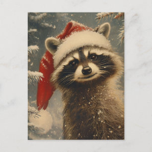 Cartão Postal Raccoon Christmas