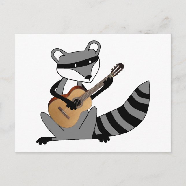 Cartão Postal Raccoon tocando guitarra (Frente)