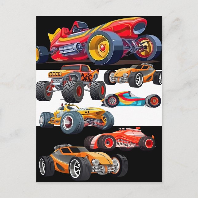 Cartão Postal Race Car Monster Truck Cars Design (Frente)