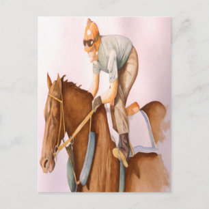 Cartão Postal Race Horse e Jockey