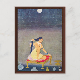 Cartão Postal Radha À Noite. Mughal Painting Ca 1650Th Por Indis