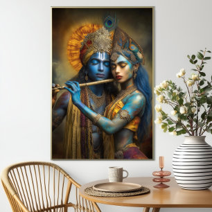 Cartão Postal Radha Krishna Amor Divino: Pintura Hindu Moderna
