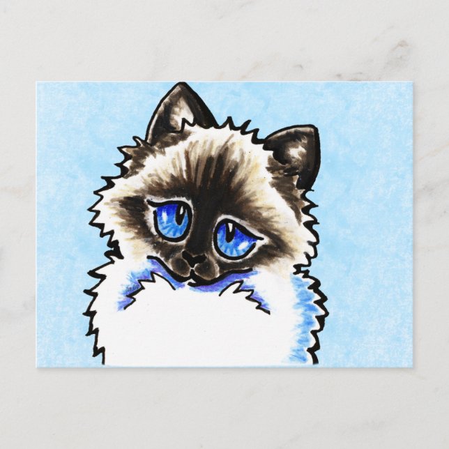 Cartão Postal Ragdoll Ragamuffin Ilustrado (Frente)