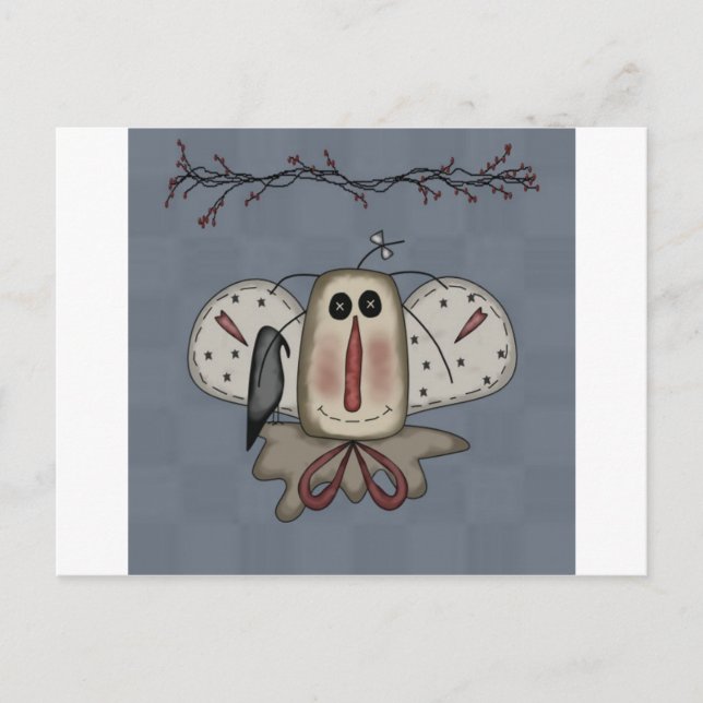 Cartão Postal Raggedy Annie Doll with Crow (Frente)