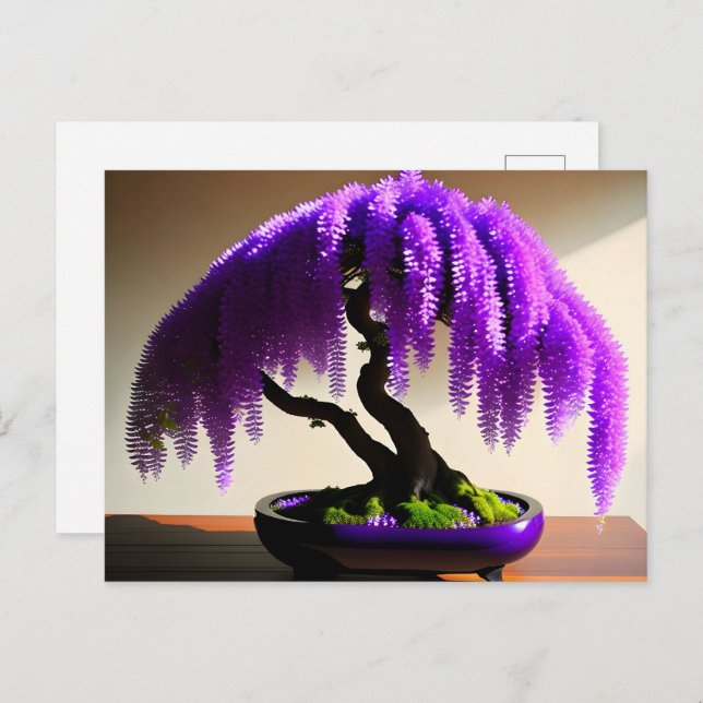 Cartão Postal Rain Purple Wisteria Bonsai, Pós-cruzamento (Frente/Verso)