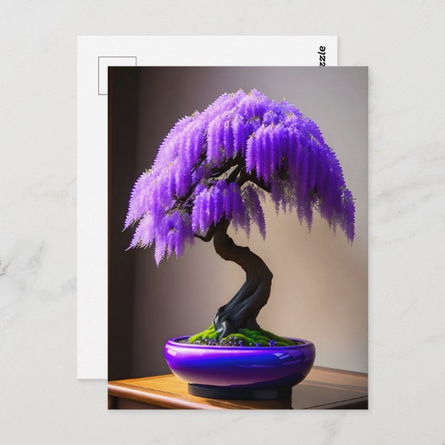 Cartão Postal Rain Purple Wisteria Bonsai, Pós-cruzamento (Frente/Verso)