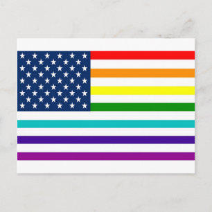 Cartão Postal Rainbow American Flag