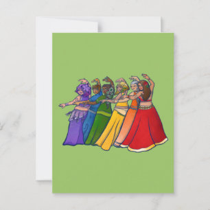 Cartão Postal Rainbow Belly Dancer Art Belly Dance