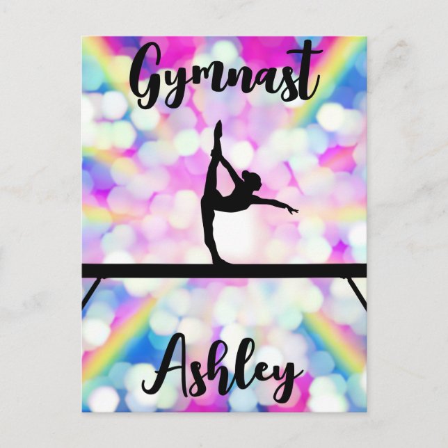 Cartão Postal Rainbow Bokeh Blast Gymnastics Beam Personalizado (Frente)