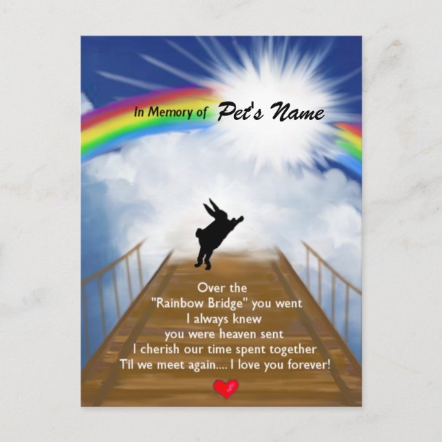 Cartão Postal Rainbow Bridge Memorial for Rabbits (Frente)