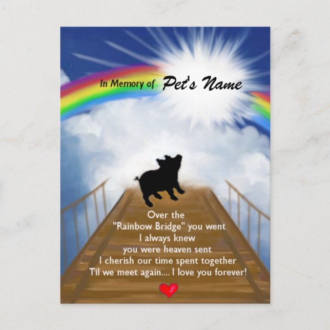 Cartão Postal Rainbow Bridge Memorial Poem for Pigs (Frente)
