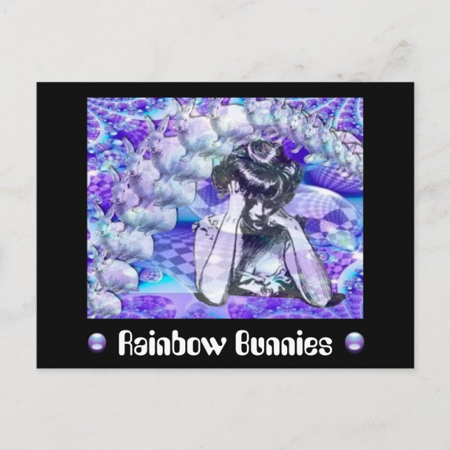 Cartão Postal Rainbow Bunnies (Frente)