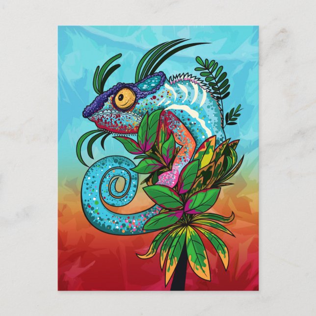 Cartão Postal Rainbow Chameleon (Frente)