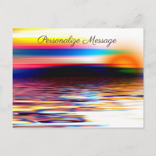Cartão Postal Rainbow Color Ocean Sunrise Personalize Picture
