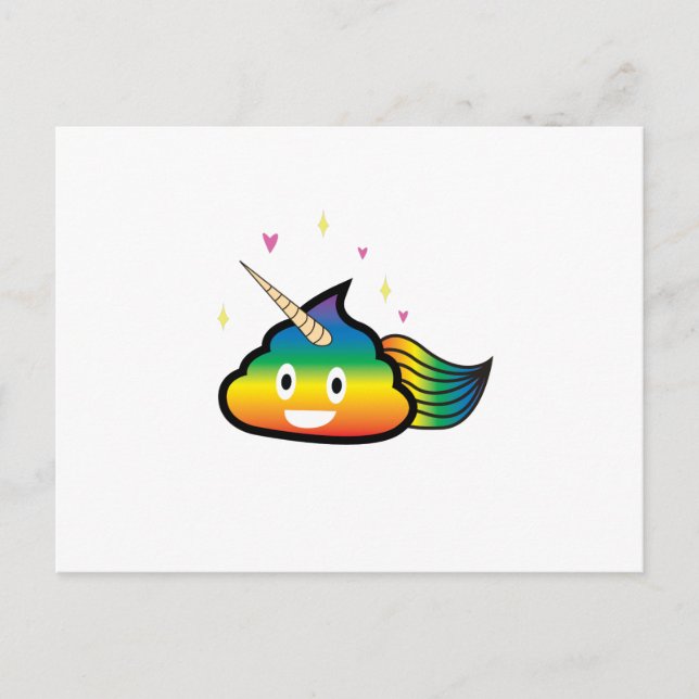 Cartão Postal Rainbow Emoji Poop Cute Girl Festa de aniversário  (Frente)