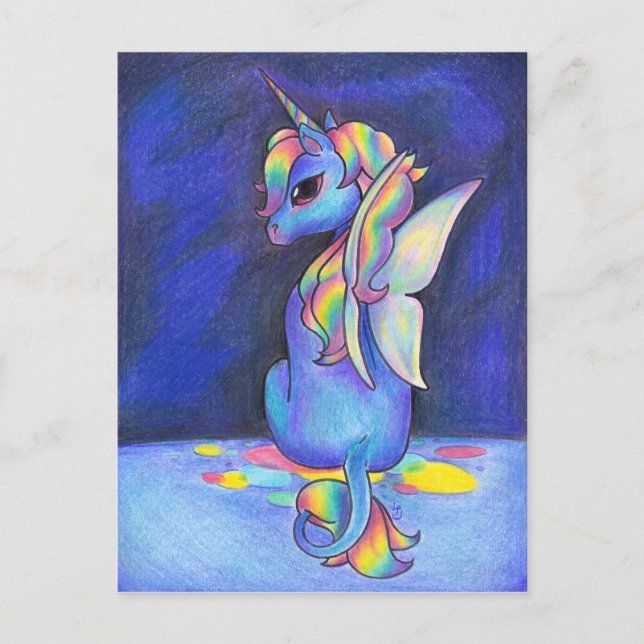 Cartão Postal Rainbow Faerie Unicorn (Frente)