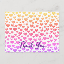 Cartão Postal Rainbow Faux Glitter Hearts Brilhante Personalizad