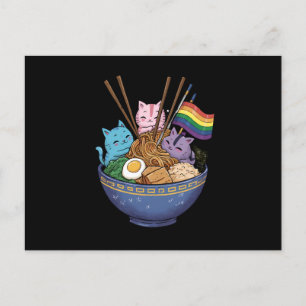Cartão Postal Rainbow Flag Gats Ramen Anime Orgulho gay Mês LGBT