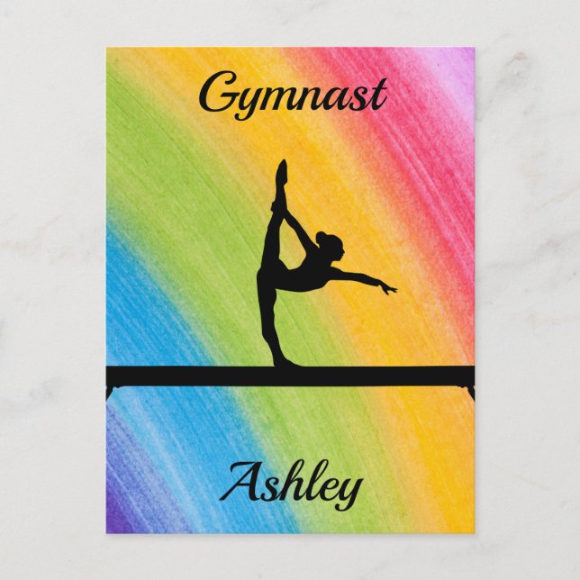 Cartão Postal Rainbow Gymnastics Beam Personalizado (Frente)