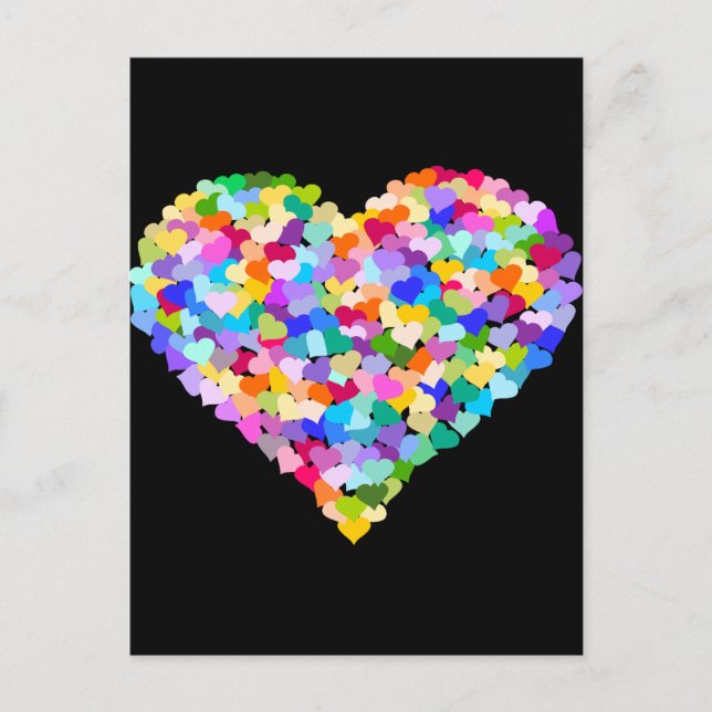 Cartão Postal Rainbow Heart Confetti (Frente)