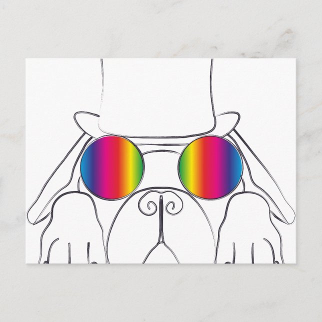 Cartão Postal Rainbow Hippie Dog (Frente)