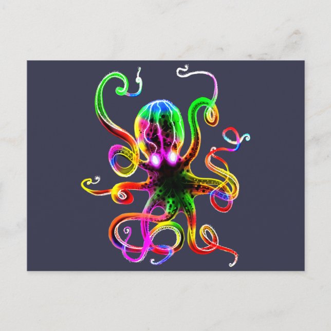 Cartão Postal Rainbow Kraken Glow (Frente)