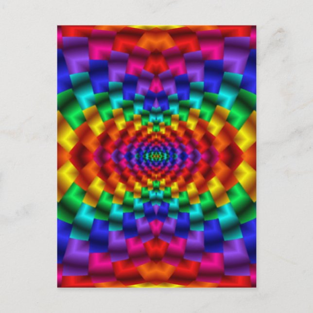 Cartão Postal Rainbow Mente Warp Psychedelic Fractal (Frente)