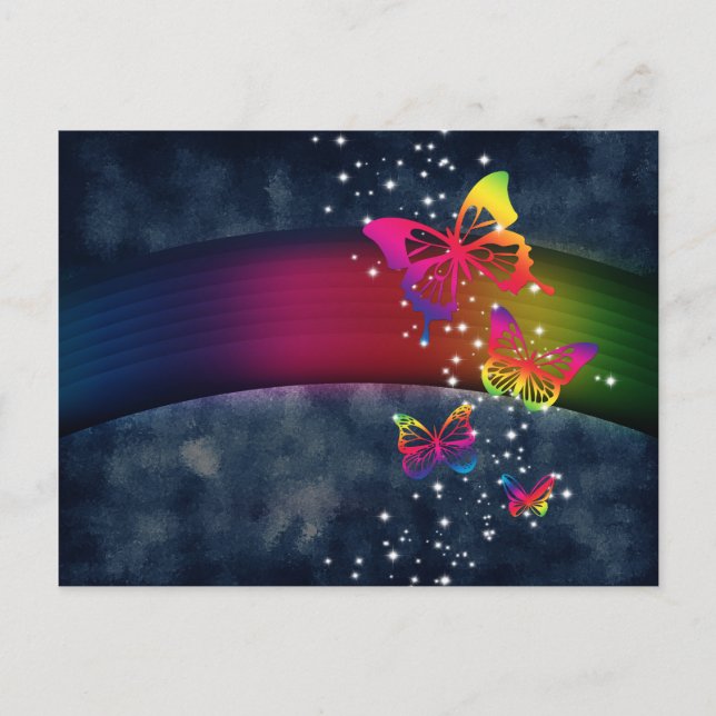 Cartão Postal Rainbow n Butflies (Frente)